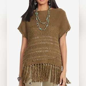 Polo Ralph Lauren Western cotton Fringe crochet knit green Tunic Top M